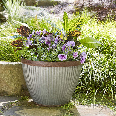 Southern Patio HDR-046868 20.5 Inch Rustic Resin Outdoor Planter Urn (2 Pack) - VMInnovations