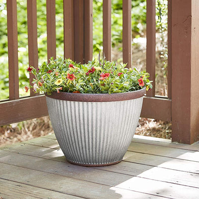 Southern Patio 20.5 Inch Diameter Rustic Resin Outdoor Planter Urn (Open Box)