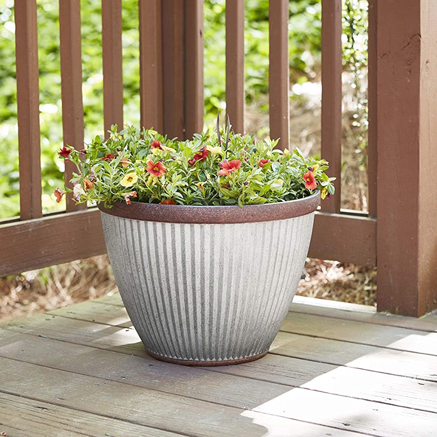 Southern Patio HDR-046868 20.5 Inch Rustic Resin Outdoor Planter Urn (2 Pack) - VMInnovations