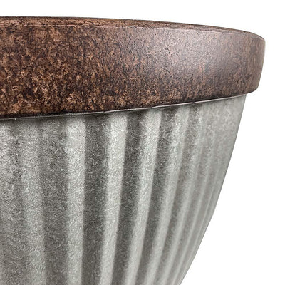 Southern Patio Rustic Resin Outdoor Planter Urn w/ Square Rustic Box Flower Pot - VMInnovations