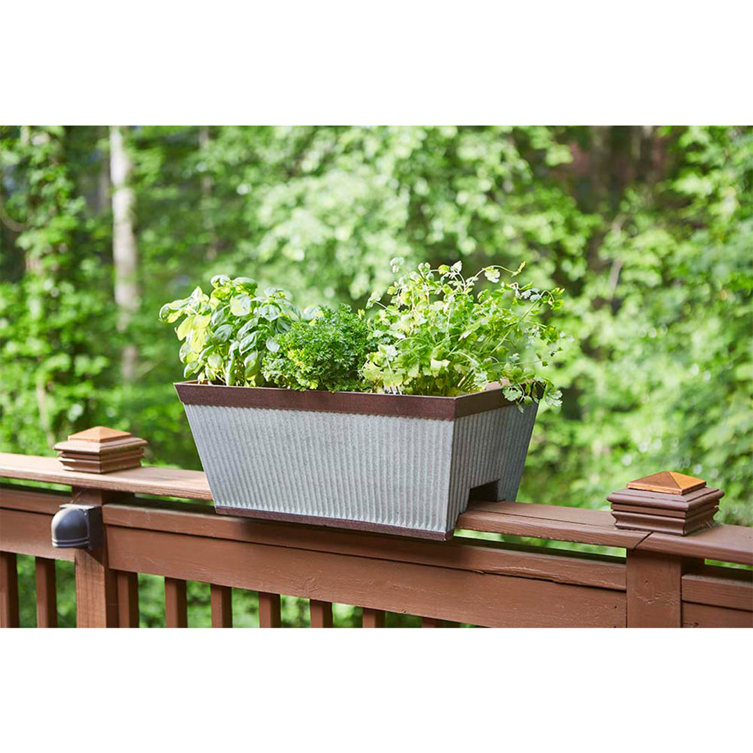 Southern Patio 24" Westlake Deck Rail Garden Planter, Rustic Galvanized (2 Pack)