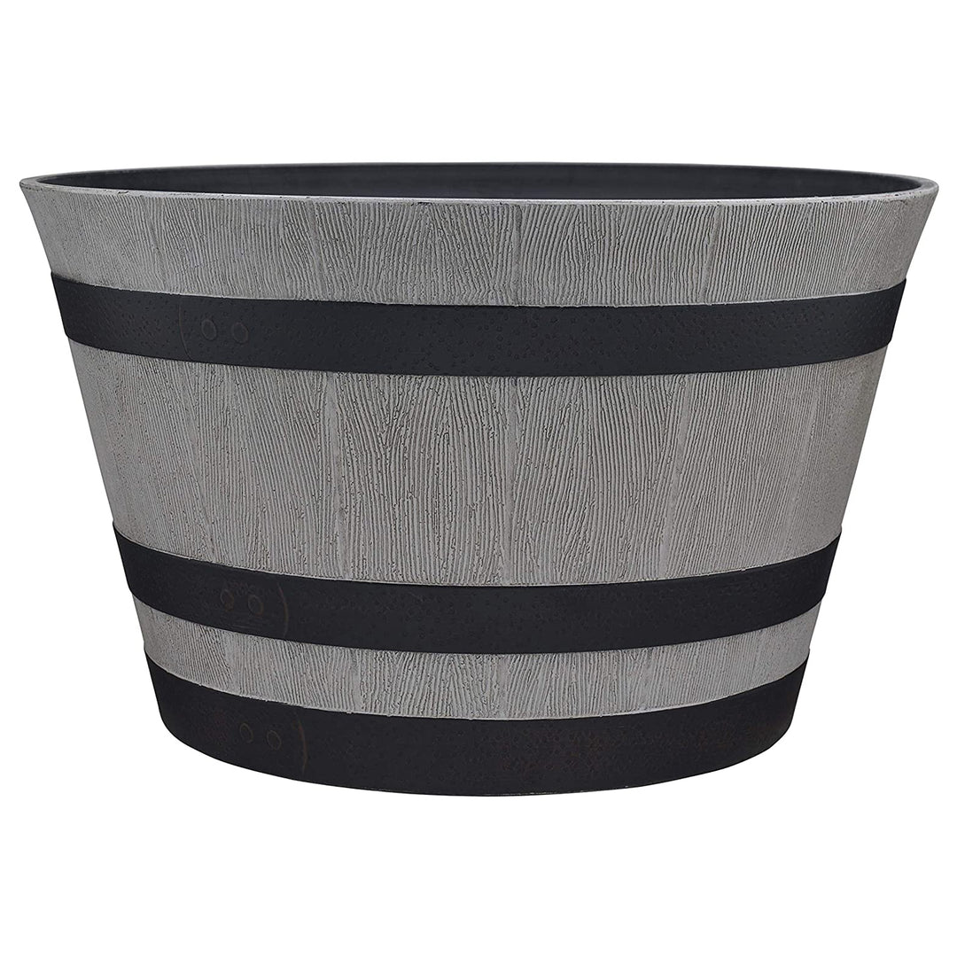 Southern Patio HDR-055457 Resin Whiskey Barrel Garden Planter Pot, Gray (2 Pack) - VMInnovations