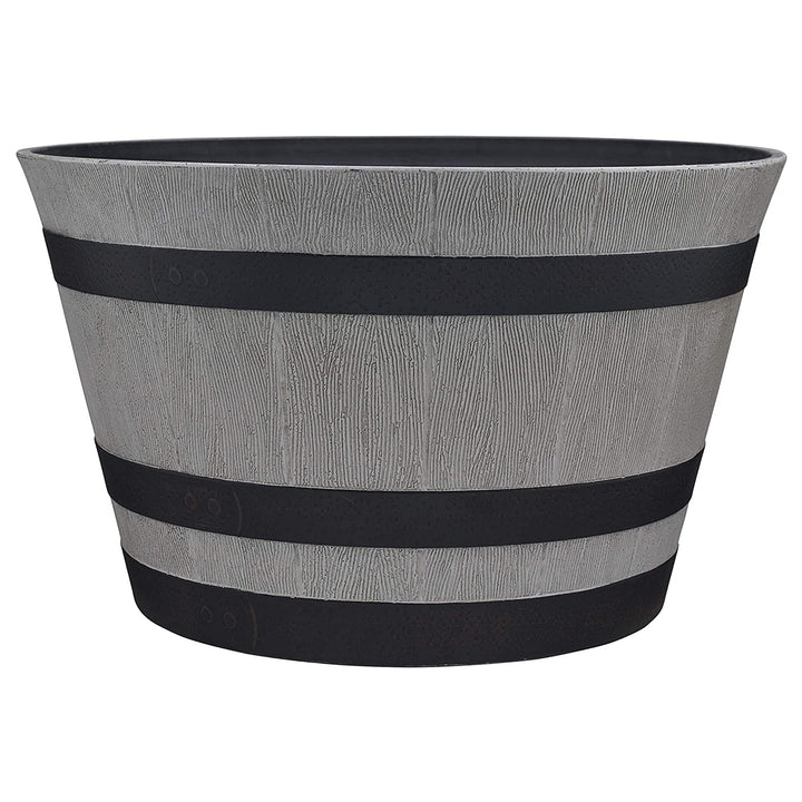 Southern Patio HDR-055457 Resin Whiskey Barrel Garden Planter Pot, Gray (2 Pack) - VMInnovations