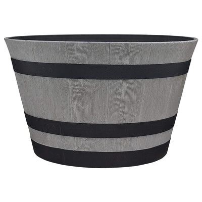 Southern Patio HDR-055457 Resin Whiskey Barrel Garden Planter Pot, Gray (3 Pack) - VMInnovations