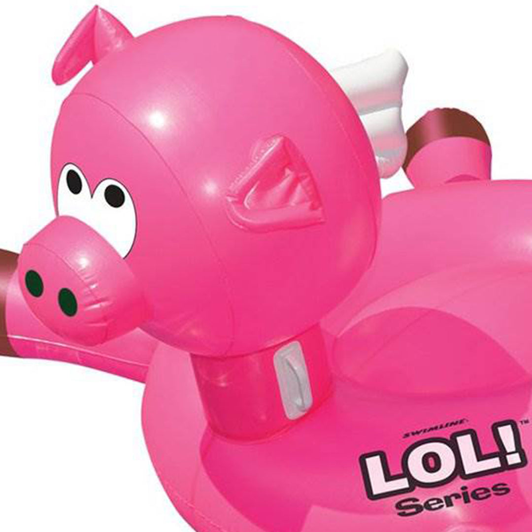 Swimline Large Inflatable LOL Flying Pig Pool Float, Lake Floating Raft, Pink