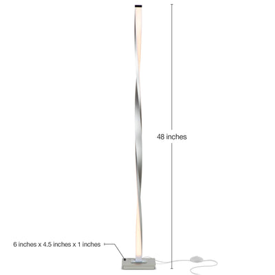Brightech 48 Inch Helix Built In LED Floor Standing Pole Lamp, Silver (Open Box)