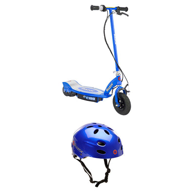 Razor E100 Rechargeable Electric Kids Scooter and V 17 Youth Safety Sport Helmet