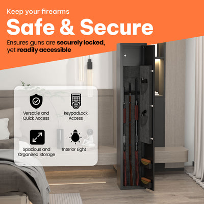 AOBABO 3-Rifle Gun Safe w/Keypad Lock, Security Cabinet Long Safes Guns (Used) - VMInnovations