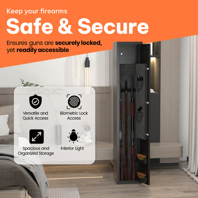 AOBABO 3-Rifle Gun Safe w/Keypad Lock, Security Cabinet Long Safes Gun Cabinet - VMInnovations