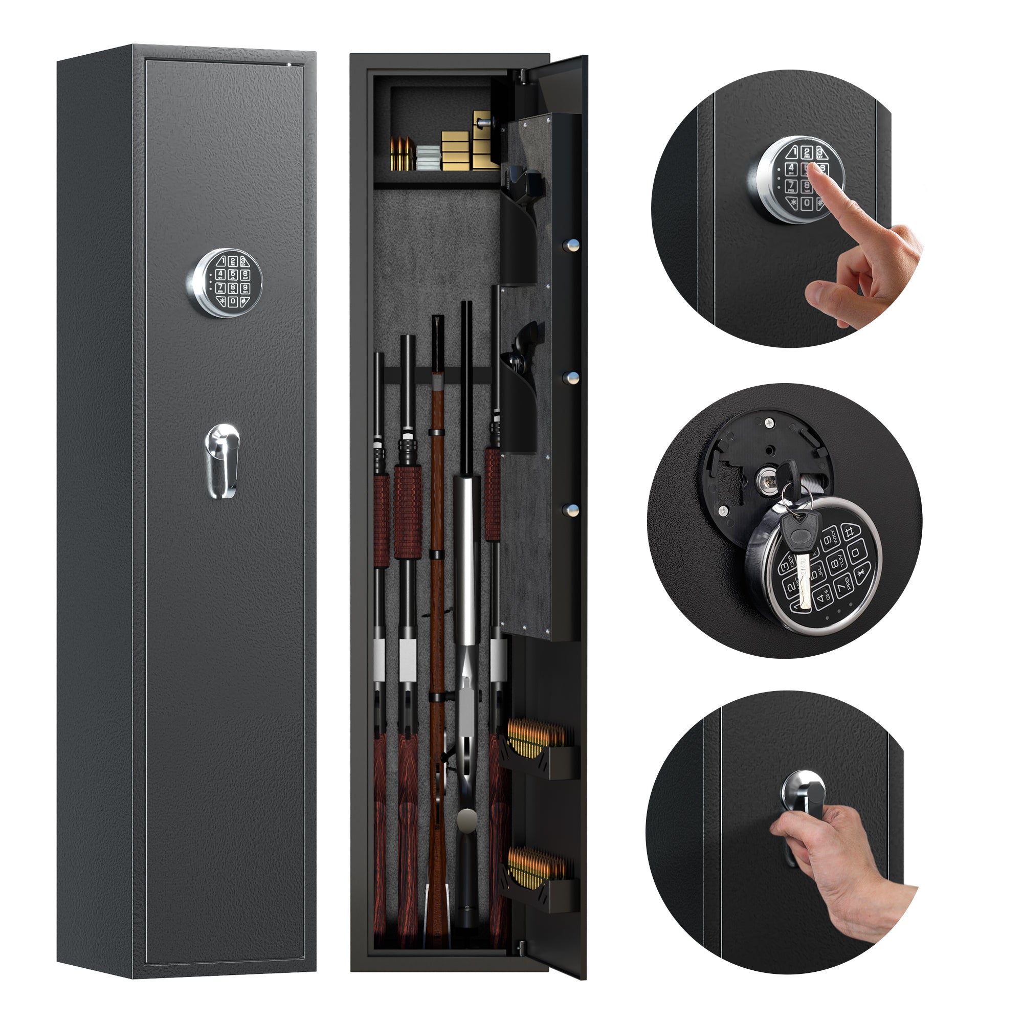 AOBABO 5-Rifle Gun Safe w/ Keypad Lock,Cabinet Long Safes Gun Cabinet (Open Box) - VMInnovations