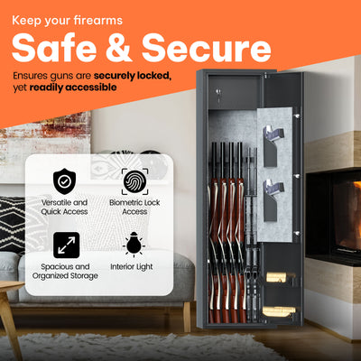 AOBABO 8-Rifle Gun Safe w/Keypad Lock, Security Gun Cabinet (Open Box) - VMInnovations