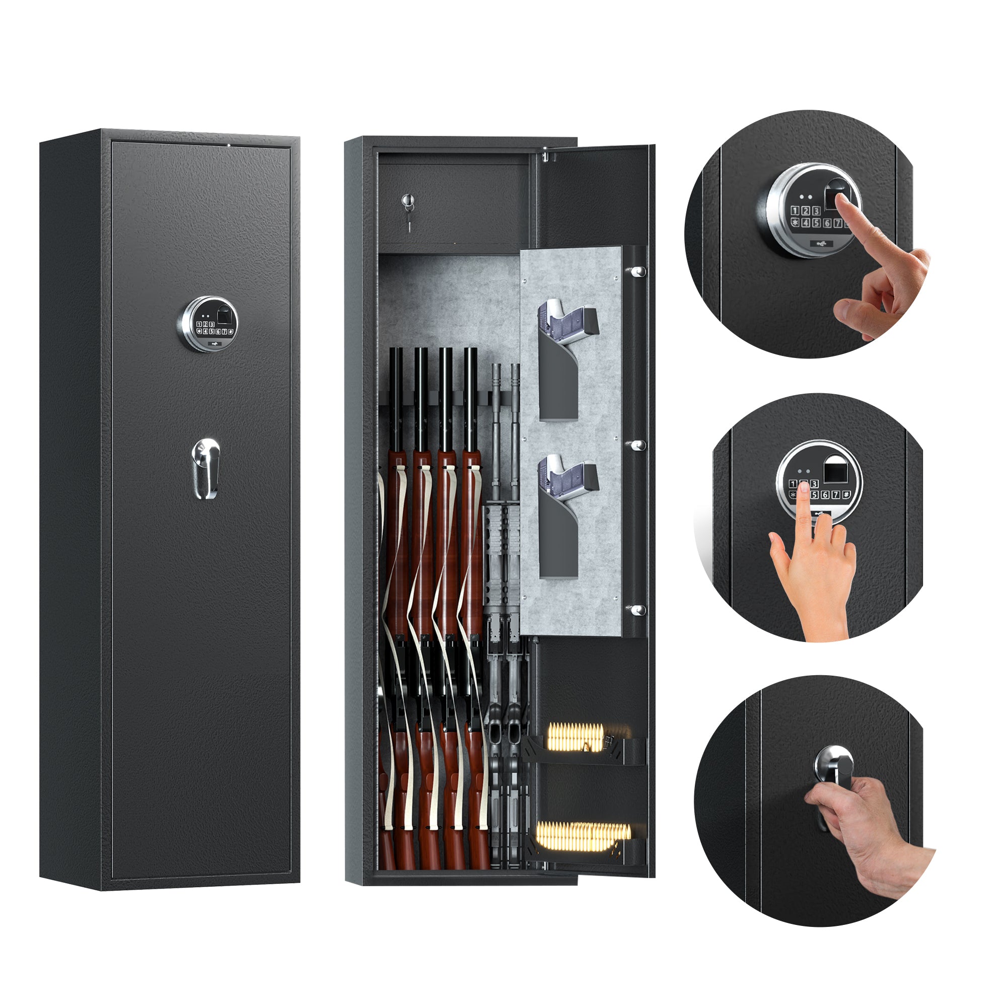 AOBABO 8-Rifle Gun Safe w/Keypad Lock, Security Gun Cabinet (Open Box) - VMInnovations