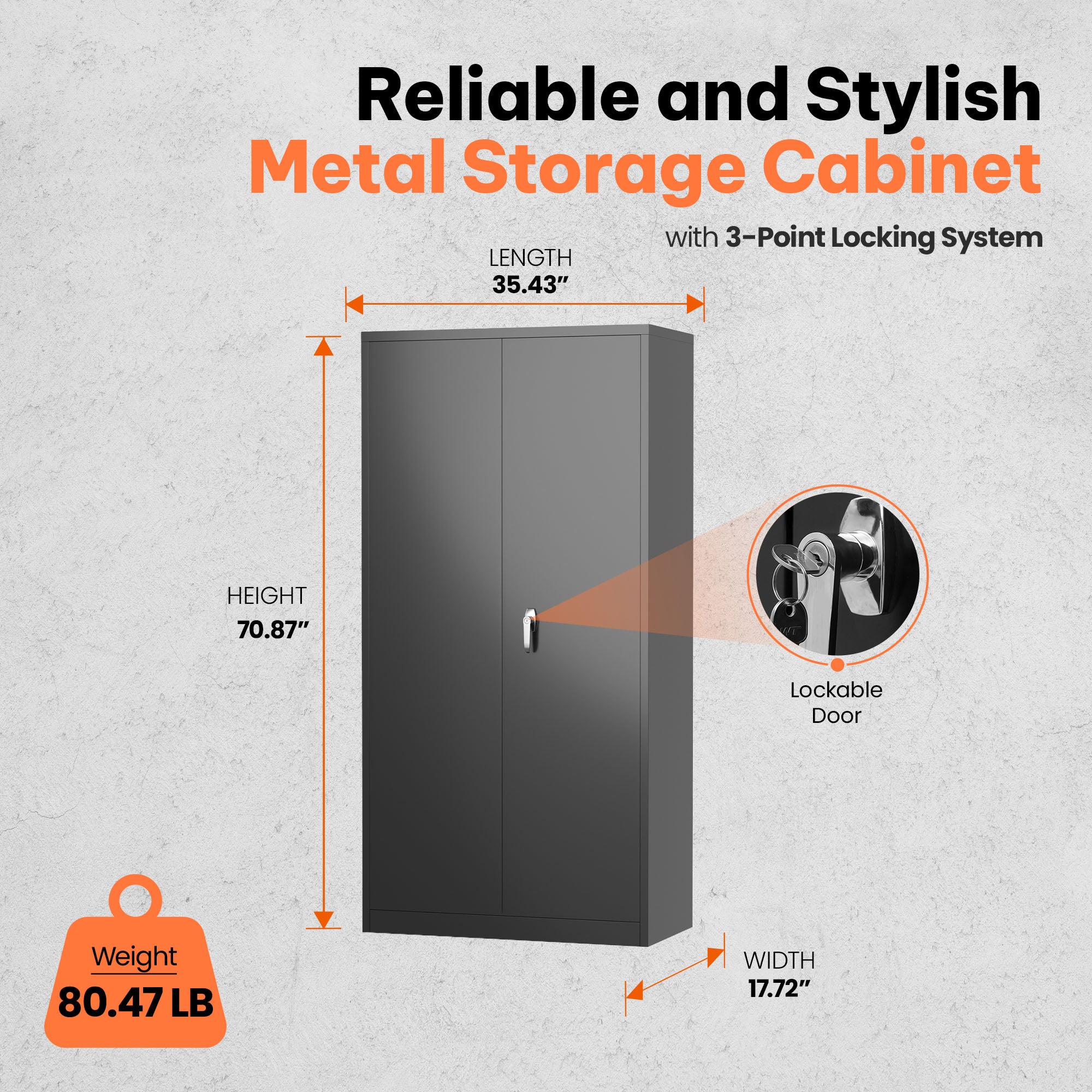 AOBABO Metal Storage Cabinet w/Adjustable Shelf & Cloth Rail, Black (Open Box) - VMInnovations