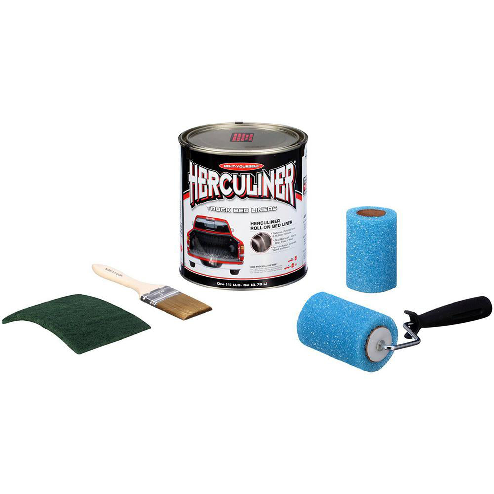 Herculiner Liquid Black Truck Bed Liner 1 Gallon Brush and Roller Kit (Open Box)