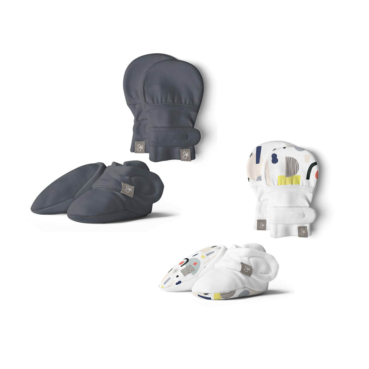 Goumikids 0-3M Soft Organic Stay On Baby Mitt & Bootie Newborn Bundle, 2 Pack - VMInnovations