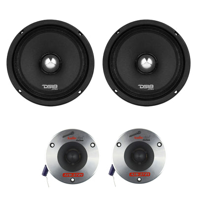 DS18 6.5" 500W Car Speaker (2 Pack) & Audiopipe 3.75" 350W Bullet Tweeter, Pair