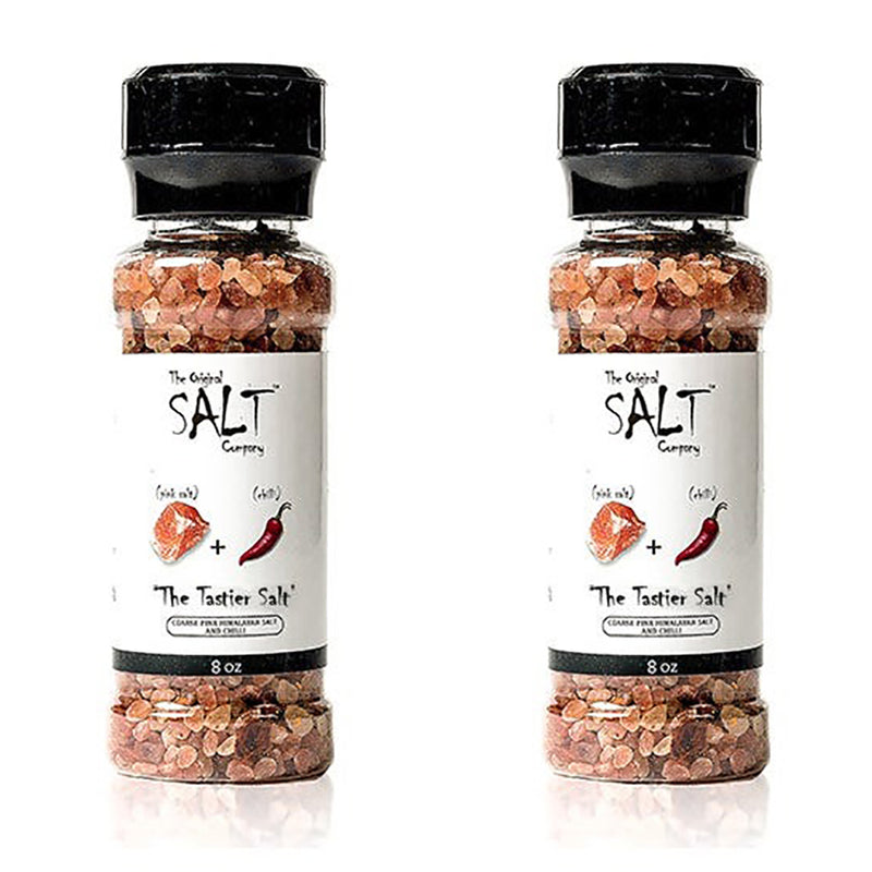 The Original Salt Company 8 Oz Pink Himalayan Salt and Chili Grinder (2 Pack)