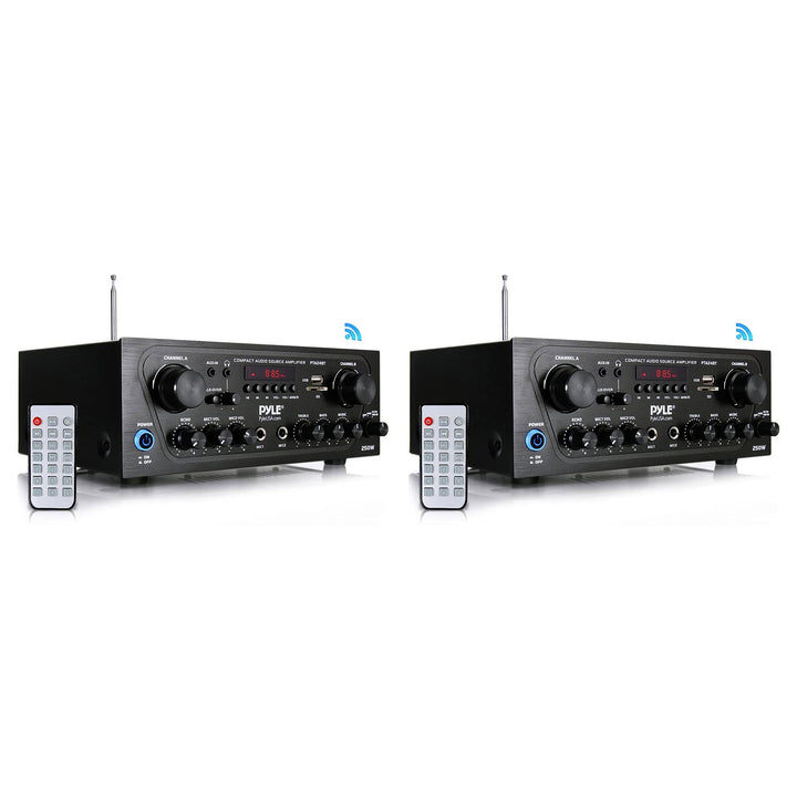 Pyle PTA24BT Bluetooth Home Audio 250W 2 Channel Amp Stereo Receiver (2 Pack) - VMInnovations