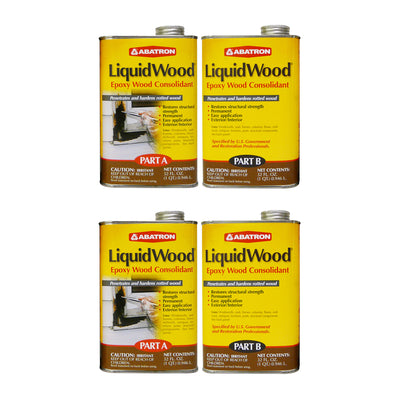 Abatron LW2QKR LiquidWood Epoxy Wood Hardener Compound Parts A & B Kit (2 Pack)