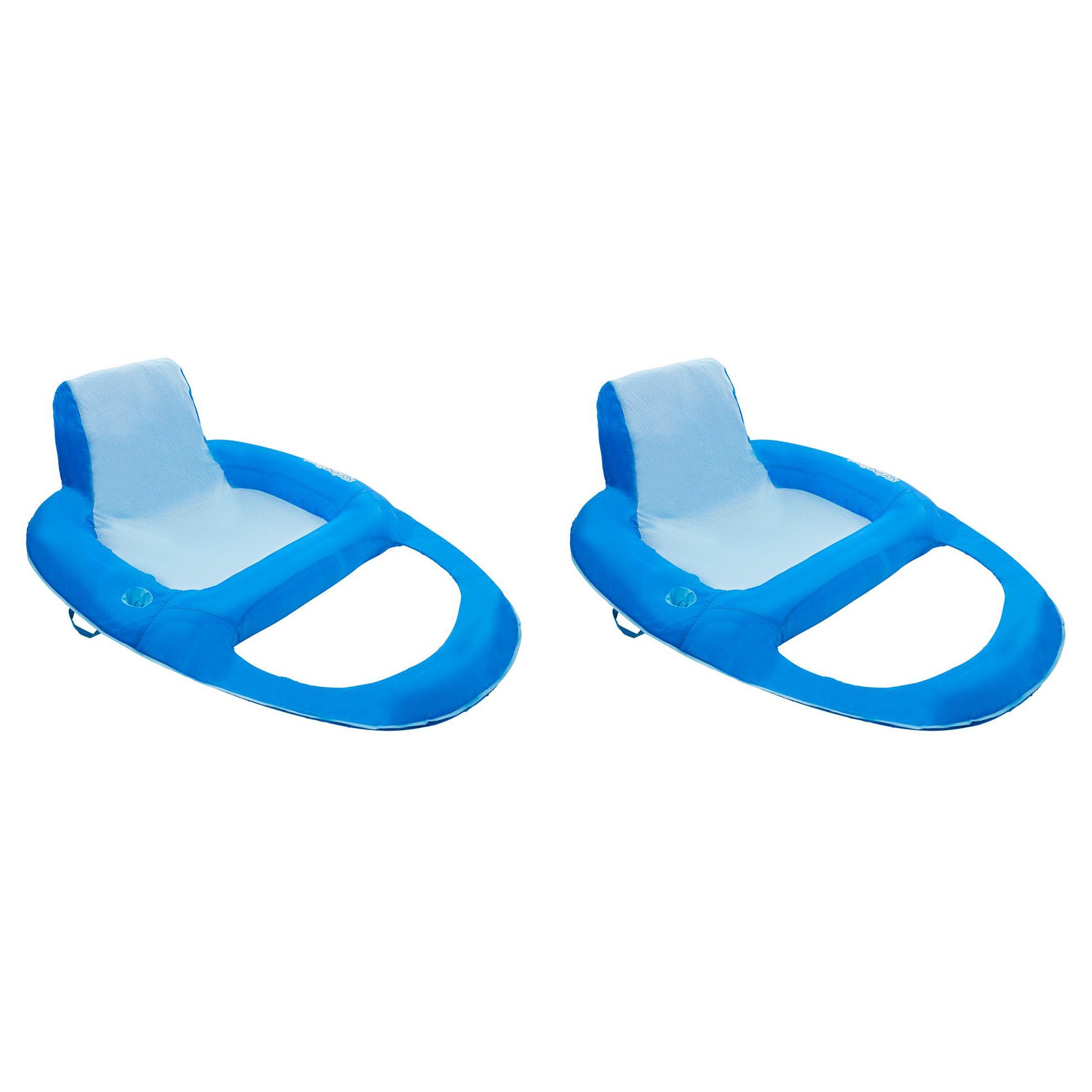 SwimWays Spring Float Recliner XL Inflatable Pool Float Lounger, Blue (2 Pack)