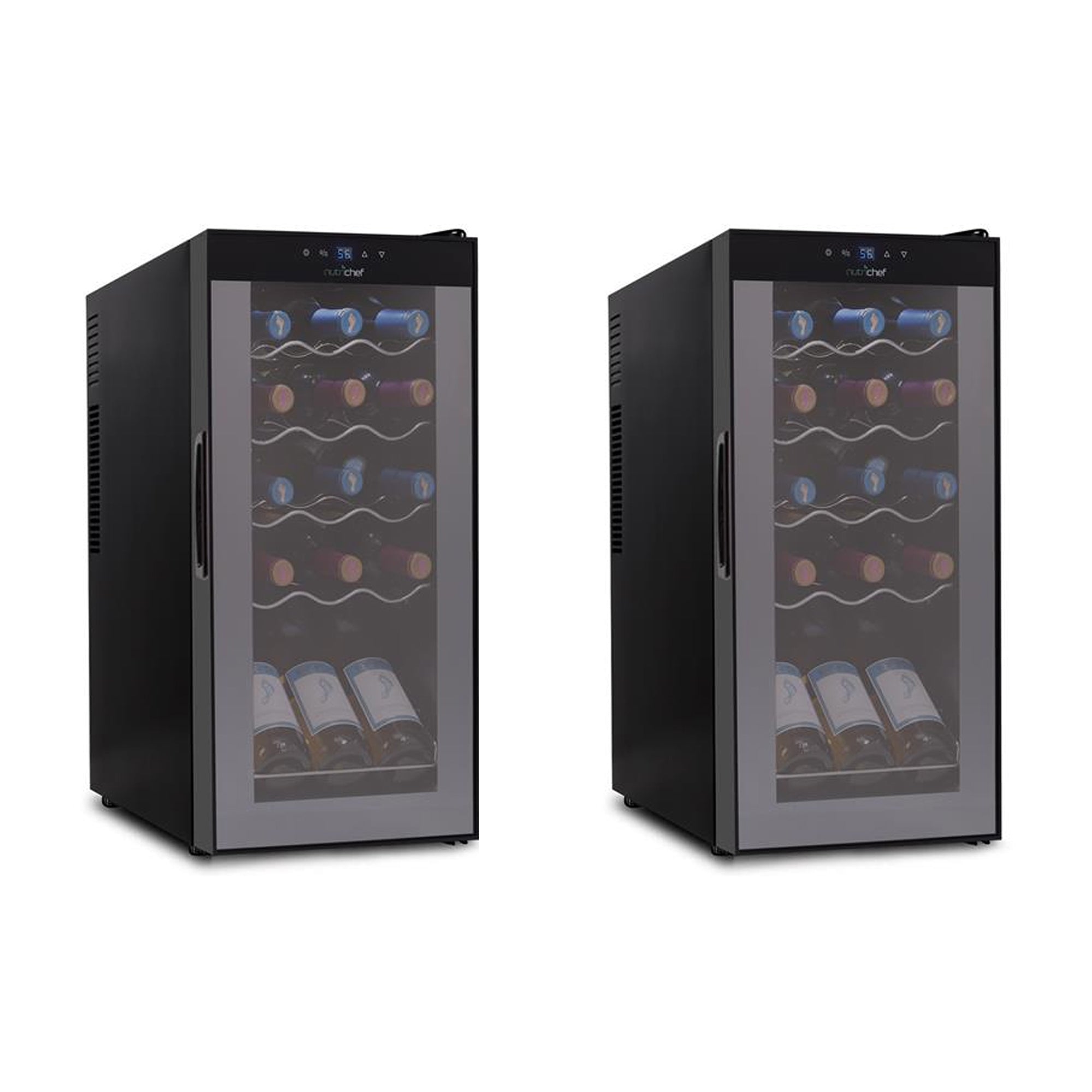 NutriChef Digital Electric 15 Bottle Thermoelectric Wine Chiller Cooler (2 Pack) - VMInnovations