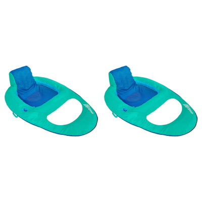 SwimWays Spring Float Inflatable Recliner Pool Lounger, Aqua & Blue (2 Pack)