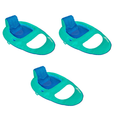 SwimWays Inflatable Twist and Fold Spring Recliner Pool Float, Aqua (3 Pack)