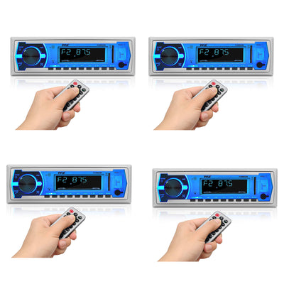 Pyle PLMRB29W Bluetooth Wireless In Dash Marine Stereo Radio Receiver (4 Pack)