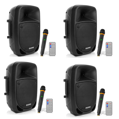 Pyle PSBT85A Bluetooth Portable Karaoke Speaker System w/ Wireless Mic (4 Pack)