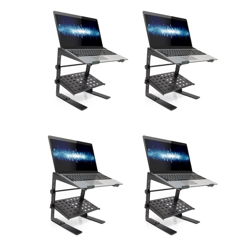 Pyle Universal Adjustable DJ Laptop Stand with Flat Surface Bottom Legs (4 Pack)