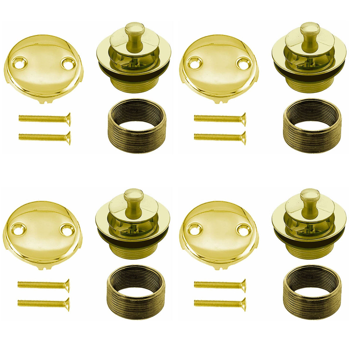 Westbrass 1.5" Dia Twist & Close Bathtub Trim Set w/ 2 Hole Faceplate (4 Pack)