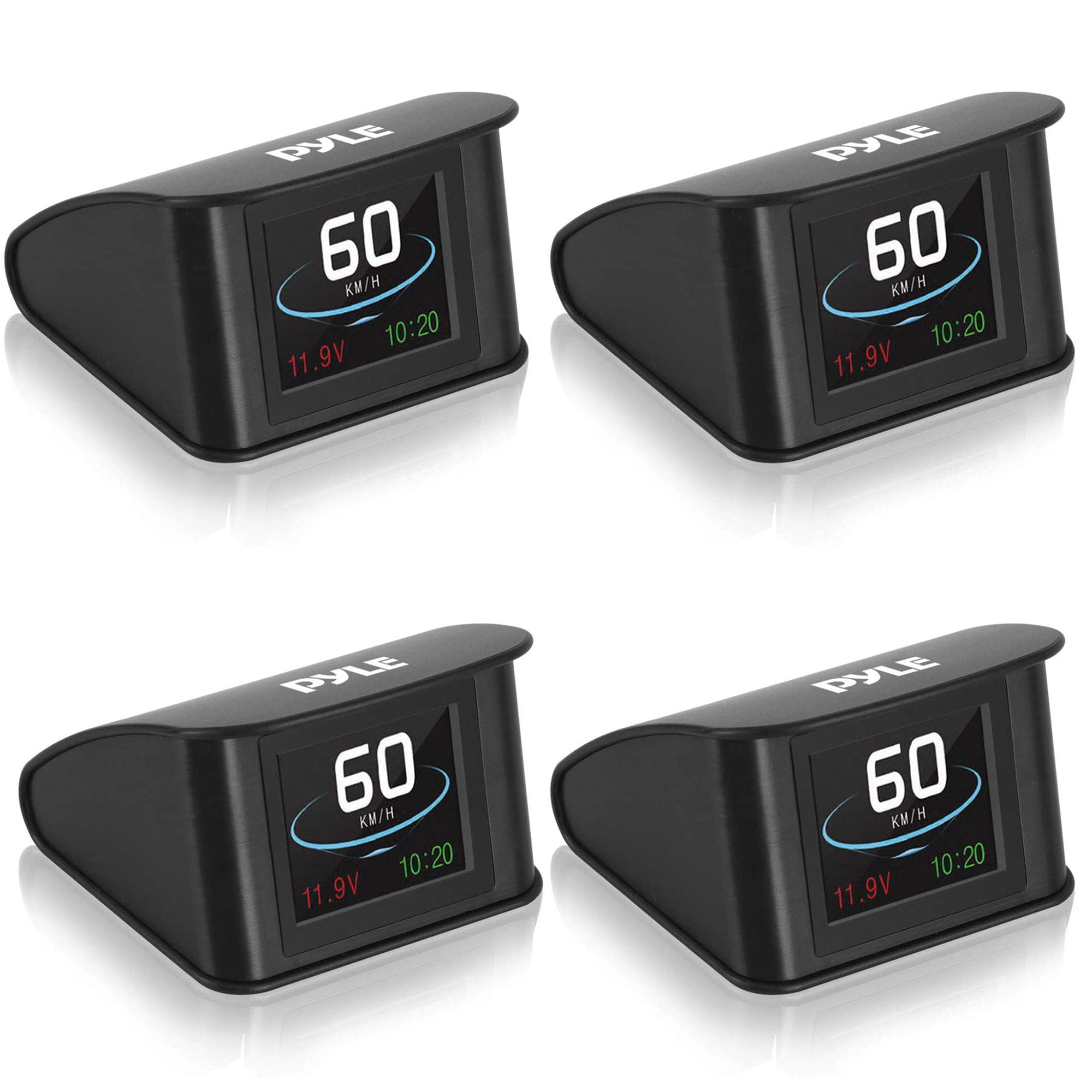 Pyle Mini 2.6 Inch Universal Vehicle Car HUD Dashboard Heads Up Display (4 Pack)
