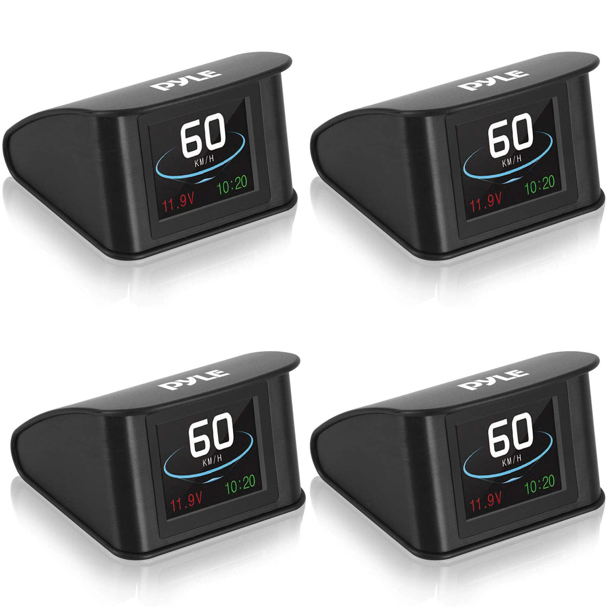 Pyle Mini 2.6 Inch Universal Vehicle Car HUD Dashboard Heads Up Display (4 Pack)