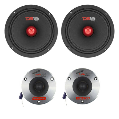 DS18 Pro GM 6.5" 480 Watt Car Speaker (2 Pack) w/Audiopipe 3.75" Bullet Tweeters