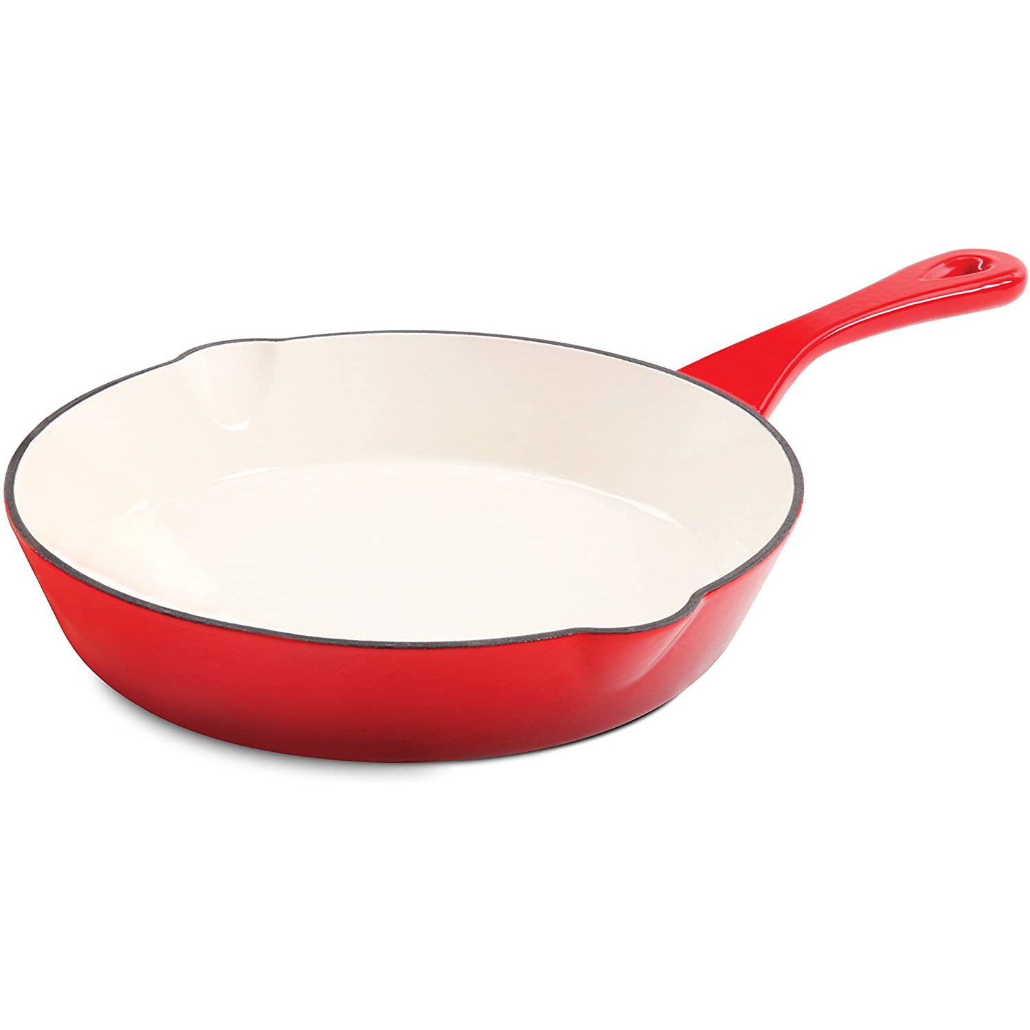 Crock-Pot 8 Inch Artisan Enameled Non Stick Round Cast Iron Skillet, Scarlet Red - VMInnovations