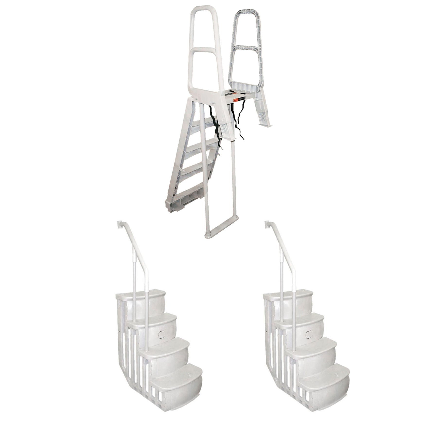 Durable Ladder for Swimming Pool Bundled w/ Main Access Smart Step Pool (2 Pack) - VMInnovations
