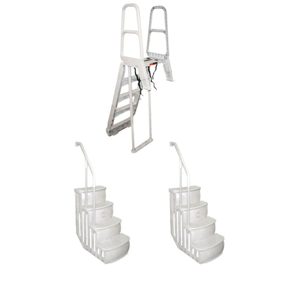 Durable Ladder for Swimming Pool Bundled w/ Main Access Smart Step Pool (2 Pack) - VMInnovations
