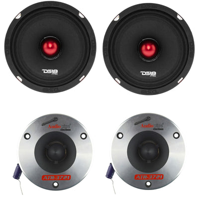 DS18 Pro X 6.5" 500W Car Speaker (2 Pack) w/Audiopipe 3.75" Bullet Tweeter, Pair