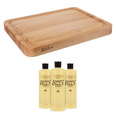 John Boos Reversible 24" Cutting Board w/16oz Mystery Butcher Block Oil (3 Pack) - VMInnovations