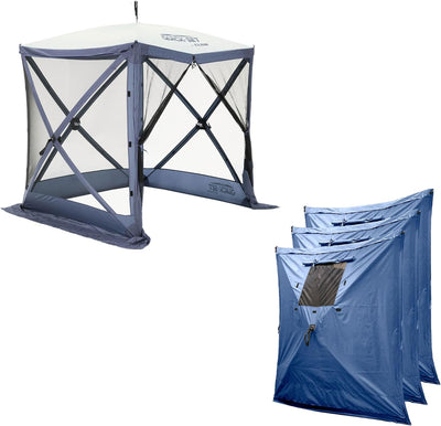 CLAM Quick Set Traveler 6 x 6 Ft Canopy + Clam Quick Set Screen, Blue (3 Pack)