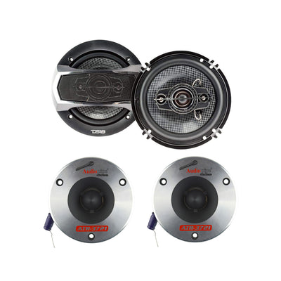 DS18 SELECT 6.5" 4 Way Car Speaker, Pair w/Audiopipe 3.75" Bullet Tweeter, Pair