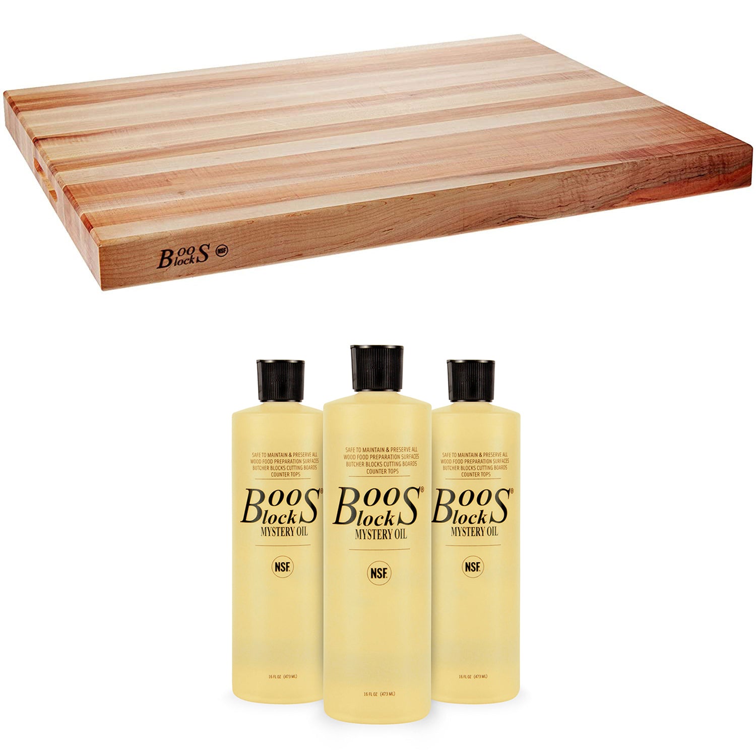 John Boos Reversible 30" Cutting Board w/16oz Mystery Butcher Block Oil (3 Pack) - VMInnovations