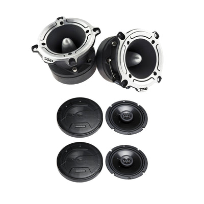 DS18 1" 350W Bullet Tweeter, Pair w/ Hifonics Zeus 6.5" 300W Speakers (2 Pair)