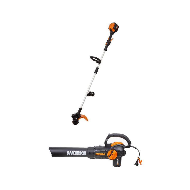 WORX Outdoor Tool Package w/Cordless Trimmer/Edger & Trivac Electric Leaf Blower