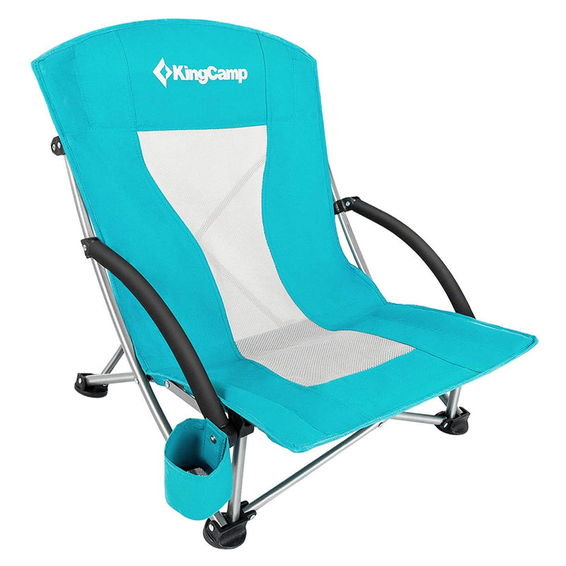 KingCamp Strong Stable Folding Beach Chair with Mesh Back, Cyan (Open Box)