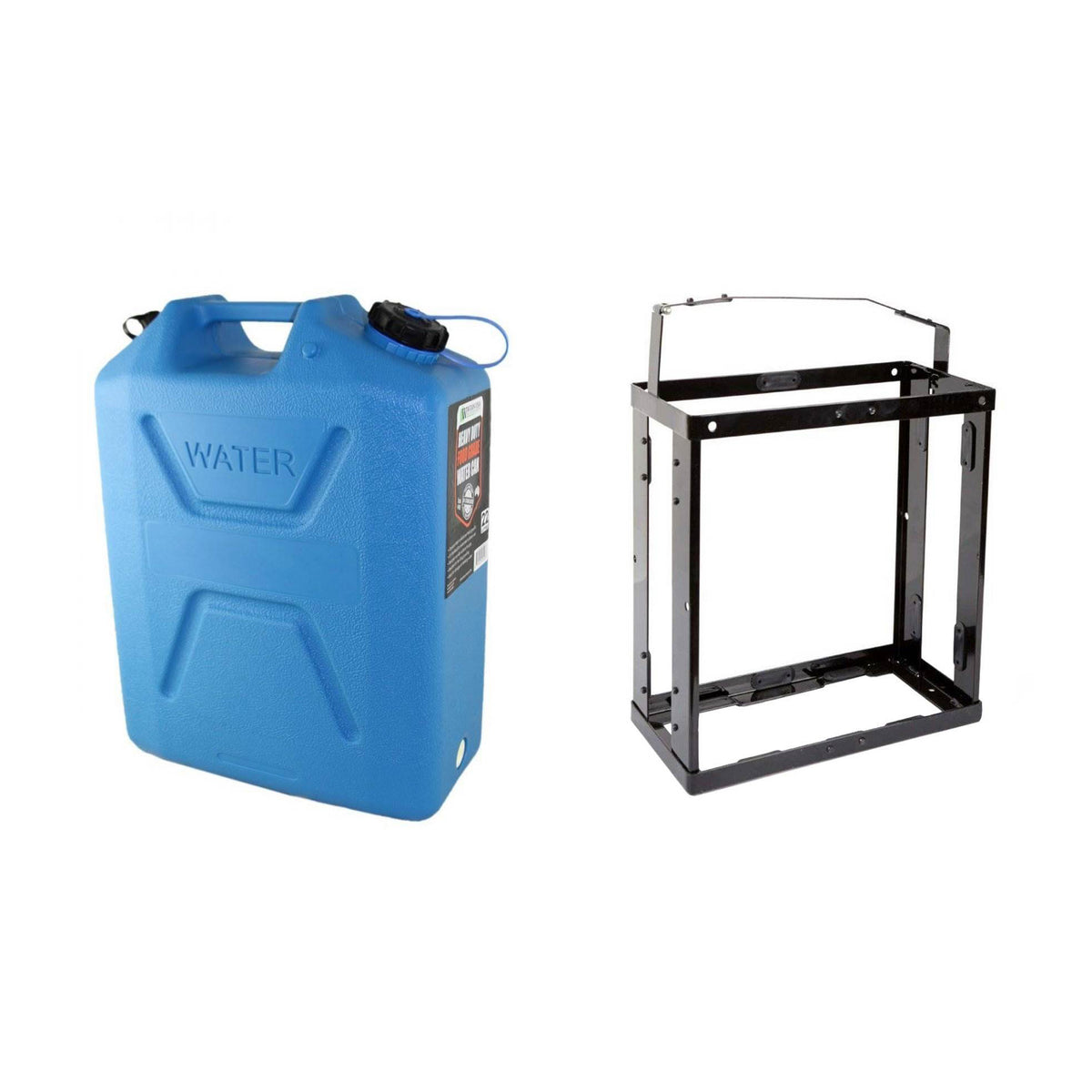 Wavian USA 5 Gal Plastic Water Jug, Blue w/ 5 Gal 20L Jerry Can Mounting System