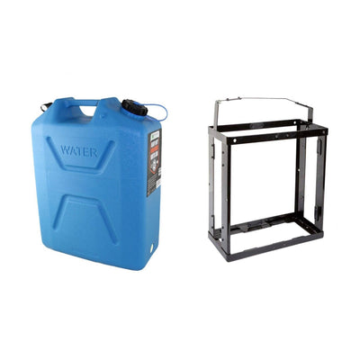 Wavian USA 5 Gal Plastic Water Jug, Blue w/ 5 Gal 20L Jerry Can Mounting System