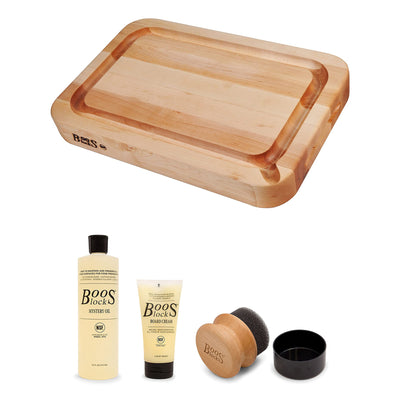 John Boos Reversible 24" Cutting Board with 3 Piece Wood Care & Maintenance Set - VMInnovations
