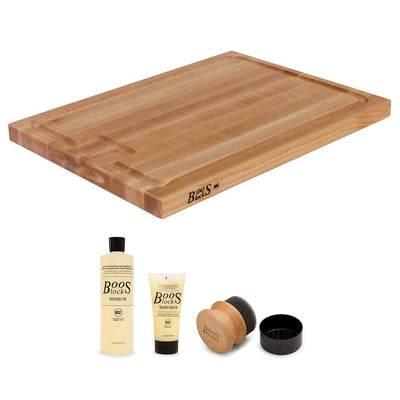John Boos Cutting Board Bundle with 18" Au Jus Board and Maintenance Care Kit - VMInnovations