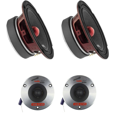 DS18 Pro X 6.5" 500W Car Speaker (2 Pack) w/Audiopipe 3.75" Bullet Tweeter, Pair